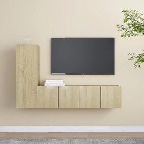vidaXL Set de dulapuri TV, 3 piese, stejar sonoma, lemn prelucrat
