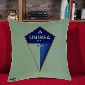 Perna Personalizata Unirea Dej 1921 Fotbal, 40x40 cm, Verde, Husa Detasabila, Perna Inclusa, BEKZ®
