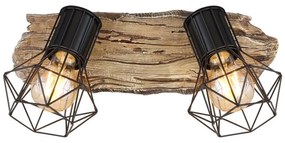 Aplica de perete / tavan cu 2 spoturi design industrial PRISKA negru