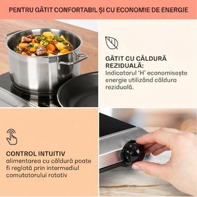 Klarstein Cookbuddy, plită dublă, 2400 W, 5 niveluri de putere, sticlă ceramică