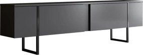 Comoda TV cu usi LUXE, gri antracit/negru, PAL, 180x30x50 cm