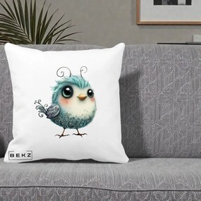 Perna Decorativa Pui Teal cu Aripioare Ornamentale, 40x40 cm, Alba Mata, Husa Detasabila, Perna Inclusa, BEKZ®