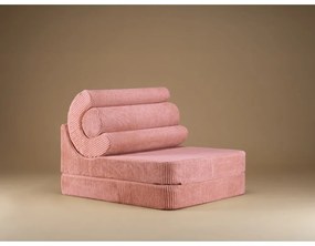 Fotoliu pentru copii roz cu tapițerie din catifea reiată Flipster – Wigiwama