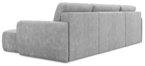 Colțar gri deschis extensibil/cu spațiu de depozitare cu tapițerie din chenille (în formă de "U") Lilo – Makamii