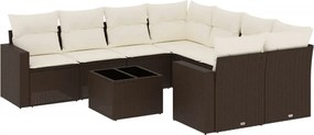 vidaXL Set canapele de grădină cu perne, 9 piese, maro, poliratan