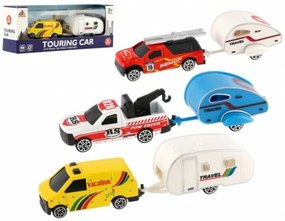 Mașină e mini caravană metal / plastic 14cm pentru gratuit rulează 3 specii într-o cutie 19x7x4,5cm