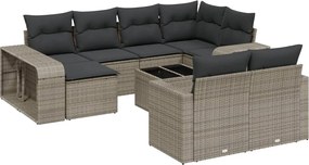 vidaXL Set canapele de grădină cu perne, 11 piese, gri, poliratan