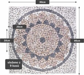 Mozaic din marmură, model soare, 90 x 90 cm