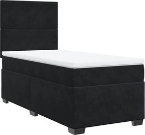 vidaXL Pat box spring cu saltea, negru, 80x200 cm, catifea
