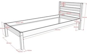 Pat pentru copii în culoare naturală din lemn de pin fără somieră 90x200 cm Pino – Vipack
