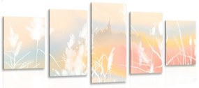 Tablou 5-piese castel într-un peisaj pastelat