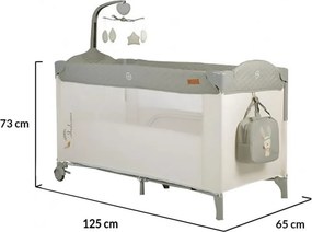 Patut pliant transformabil in tarc copii NOVOKIDS™ Indiana NEST, 62X125 cm, 2 Niveluri, Jucarie Carusel muzical, Fermoar acces lateral, Geanta bebe,