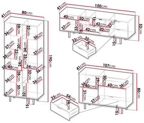 Set mobilier living Newelon II (Cașmir + auriu) . 1105965