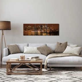 Tablou orașului nocturn (cu ceas) (90x30 cm)