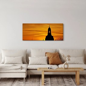 Tablou cu biserică în apus de soare (120x50 cm)