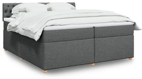 3289095 vidaXL Pat box spring cu saltea, gri închis, 200x200 cm, textil