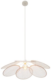 Lampă suspendată Japandi crem cu abajur din in - Aisha