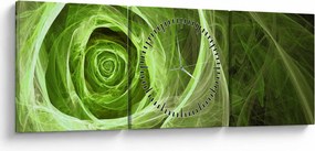 Tablou - Abstract Rose Green (cu ceas) (90x30 cm)