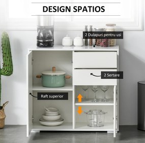 Dulapior cu sertare si 2 Dulapioare cu polite reglabile, Deschidere prin Presiune 79x36x74cm HOMCOM | Aosom Romania