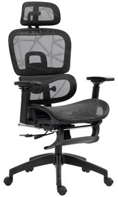 HOMCOM Scaun de birou, scaun de birou ergonomic din plasă cu brațe 3D, spătar inclinabil, 66x64x122 cm, negru | Aosom Romania
