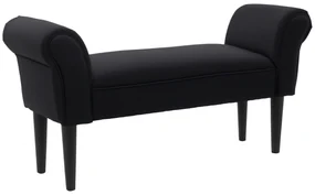 HOMCOM Bancă de Capăt de Pat cu Cotiere Rulate, Bancă Căptușită pentru Dormitor, 102x36x51 cm, Negru | Aosom Romania