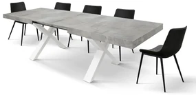 Masa Linda extensibila, blat PAL - BLAT GRI CIMENT, PICIOR ALB - 160 cm / 90 cm / h 77