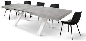 Masa Linda extensibila, blat PAL - BLAT GRI CIMENT, PICIOR ALB - 180 cm / 90 cm / 77 cm