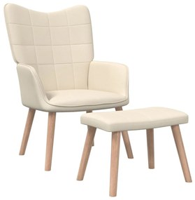 Scaun de relaxare cu taburet, crem, textil 1, Crem, Cu suport de picioare