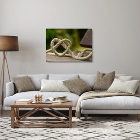 Tablou pe sticlă inima din frânghie (70x50 cm)