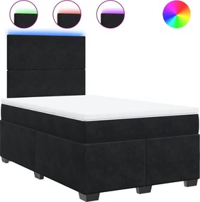 vidaXL Pat box spring cu saltea, negru, 120x190 cm, catifea