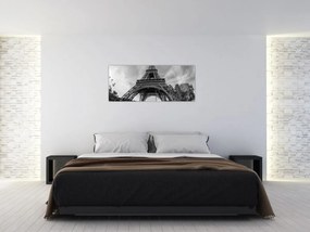 Tablou - Turnul Eiffel, alb-negru (120x50 cm)