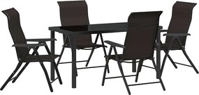 vidaXL Set de masă pentru grădină 5 pcs Cafea neagră