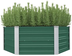 vidaXL Strat înălțat de grădină, verde, 129x129x46 cm, oțel galvanizat