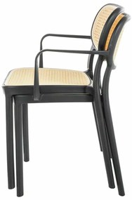 Scaun de bucătărie Tinsley, ratan / negru