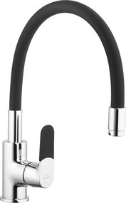 Baterie bucatarie cu pipa flexibila Invena Samba negru - crom