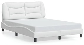 3213935 vidaXL Cadru de pat cu lumini LED, alb, 140x200 cm, piele ecologică