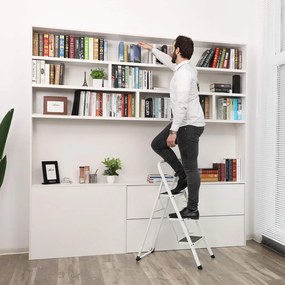 Scarǎ pliabilă STEP, 3 trepte, max. 150 kg, alb/negru SongmicsHome