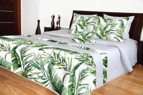 Cuvertură de pat de lux matlasată cu frunze verzi Lăţime: 240 cm | Lungime: 240 cm