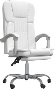 vidaXL Fotoliu de birou rabatabil, alb, piele ecologică