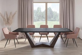 Masa extensibila Bonucci Ceramic NERO GRECO negru/nuc L200-250 cm