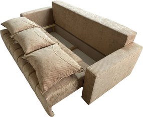 Canapea ZARA extensibila, 3 locuri, cu lada de depozitare, stofa bej auriu , 220x95x80 Bej Auriu, Stofa, 200 cm