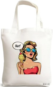 Sacosa de Panza pentru Cumparaturi, Geanta Tote, model Sip and Style 6 38 x 34.5 cm, Alba, BEKZ®