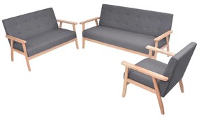 274926 vidaXL Set canapea din 3 piese, material textil, gri închis