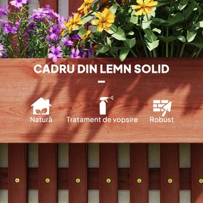 Outsunny Jardinieră Verticală cu Șipci și 3 Vase Detașabile, în Lemn de Brad, 60x16x80 cm, Maro | Aosom Romania