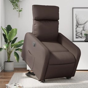 vidaXL Fotoliu rabatabil electric cu ridicare, maro, piele ecologică