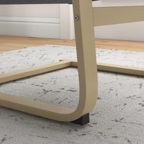 HOMCOM Fotoliu cu suport pentru gât și brațe, material de acoperire similar cu inul, structură din lemn, Gri + Natural | Aosom Romania