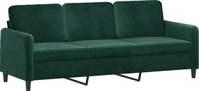 vidaXL Canapea cu 3 locuri, verde închis, 180 cm, catifea