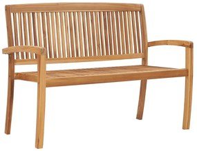 3063288 vidaXL Bancă de grădină stivuibilă cu pernă, 128,5 cm, lemn masiv tec