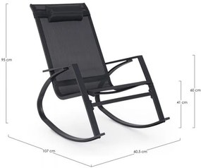 Scaun balansoar pentru gradina negru din metal si textilena, 60,5 cm, Demid Bizzotto