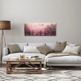 Tablou - Căprioare în strălucirea apusului de soare (120x50 cm)